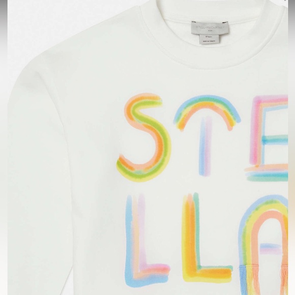 Baby Girl Stella McCartney Rainbow Logo Sweatshirt Hoodie White Toddler 2T Kids - Picture 2 of 7